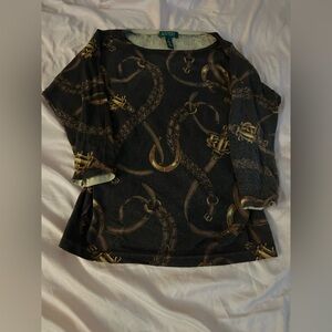 Lauren Ralph Lauren Belting Print Cotton-Blend Boatneck Tee